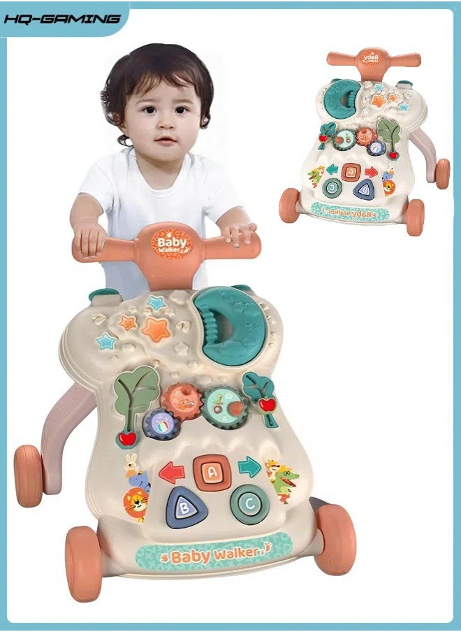 HQ-GAMING Sit-to-Stand Learning Walker, Baby Push Walkers, Multifunctional Removable Play Panel, Baby Music Learning Toy Gift for Toddler, Speed Adjustable Baby Walker (Pink)  - Image 1