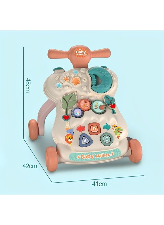 HQ-GAMING Sit-to-Stand Learning Walker, Baby Push Walkers, Multifunctional Removable Play Panel, Baby Music Learning Toy Gift for Toddler, Speed Adjustable Baby Walker (Pink)  - Image 2