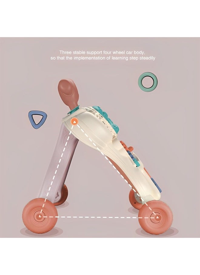 HQ-GAMING Sit-to-Stand Learning Walker, Baby Push Walkers, Multifunctional Removable Play Panel, Baby Music Learning Toy Gift for Toddler, Speed Adjustable Baby Walker (Pink)  - Image 4