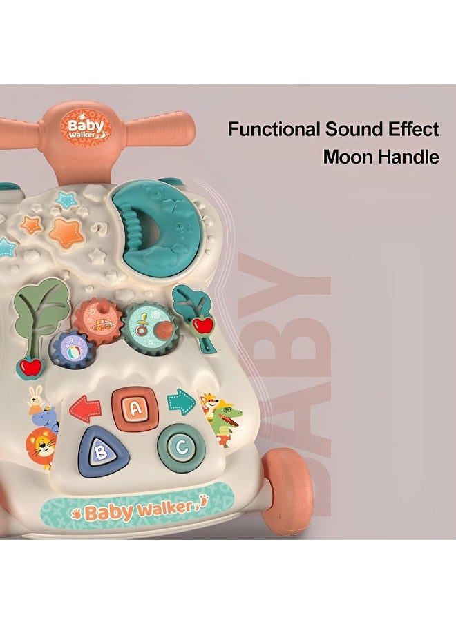 HQ-GAMING - Sit-to-Stand Learning Walker, Baby Push Walkers, Multifunctional Removable Play Panel, Baby Music Learning Toy Gift for Toddler, Speed Adjustable Baby Walker (Pink) - Image 1