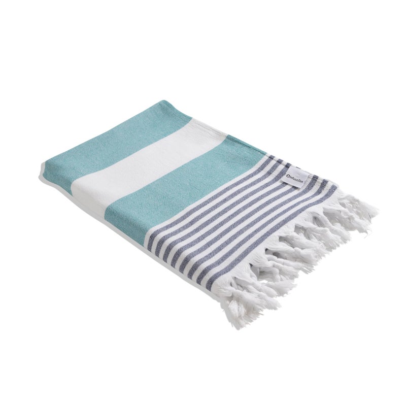 InfuseZen Terry Cloth Lined Turkish Bath  Beach Towel  Striped Design  100 Organic Turkish Cotton  Soft Lightweight Absorbent Peshtemal  Quick Dry for Beach Bath Throw Travel  BeigeBlack