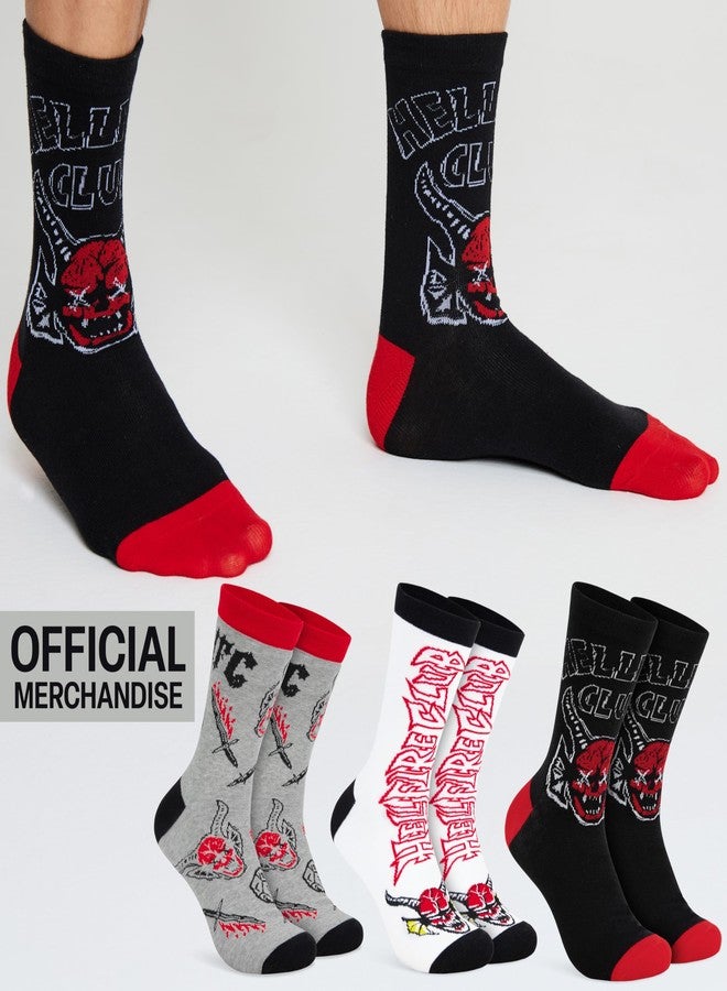 سترانجر ثينكينج جوارب Stranger Things للرجال والمراهقين، عبوة من 3 جوارب، مقاسات أمريكية من 7 إلى 11، ناعمة، تسمح بمرور الهواء، جوارب مريحة، هدايا مميزة للرجال - Image 4