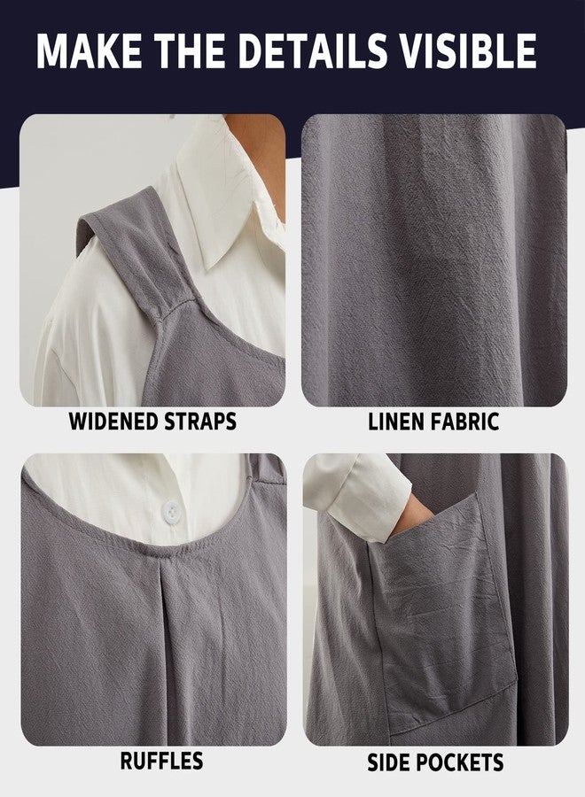 JaGely 2 Pack Japanese Linen Cross Back Aprons Kitchen Cooking Aprons for Women Men with 2 Pockets Cute Gardening Apron Dress for Cooking, Baking, Cleaning and Painting (Grey, Mint) - Image 4