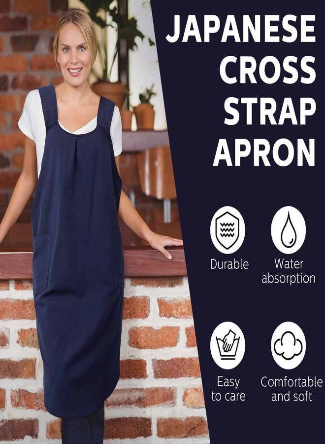 JaGely 2 Pack Japanese Linen Cross Back Aprons Kitchen Cooking Aprons for Women Men with 2 Pockets Cute Gardening Apron Dress for Cooking, Baking, Cleaning and Painting (Grey, Mint) - Image 2