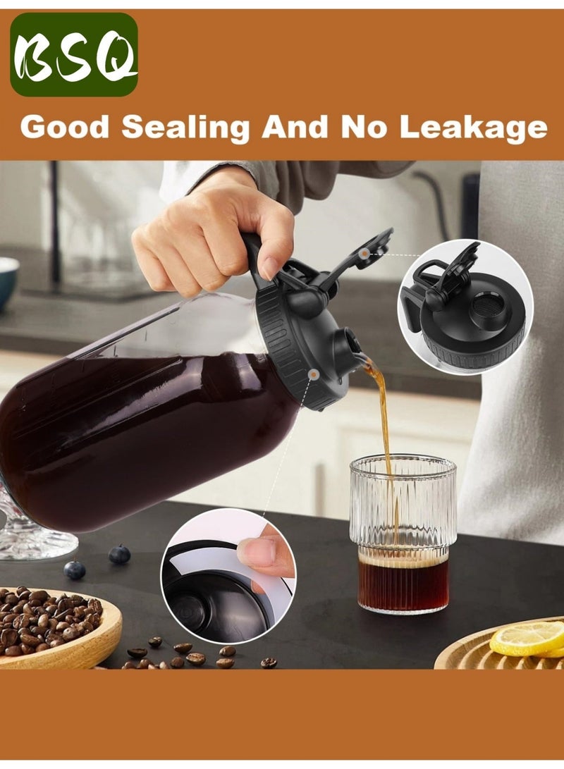 بي إس كيو ماكينة تحضير قهوة باردة | برطمان ماسون سعة 32 أونصة | برطمان معزول لحليب الأم | مزود بفوهة صب ومقبض وغطاء | زجاج صلب | محكم الإغلاق مزدوجًا مانع للتسرب | مناسب للقهوة المثلجة والشاي وحليب الأم والليمون | أسود - Image 5