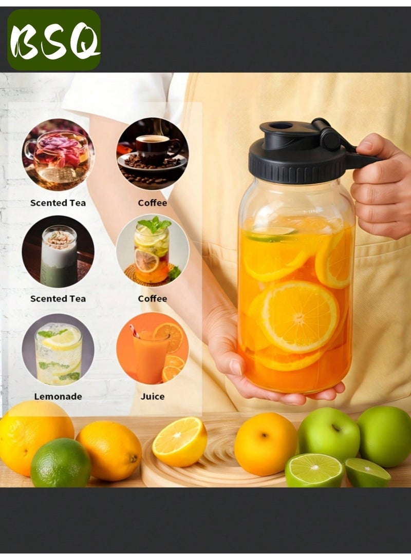 بي إس كيو ماكينة تحضير قهوة باردة | برطمان ماسون سعة 32 أونصة | برطمان معزول لحليب الأم | مزود بفوهة صب ومقبض وغطاء | زجاج صلب | محكم الإغلاق مزدوجًا مانع للتسرب | مناسب للقهوة المثلجة والشاي وحليب الأم والليمون | أسود - Image 3