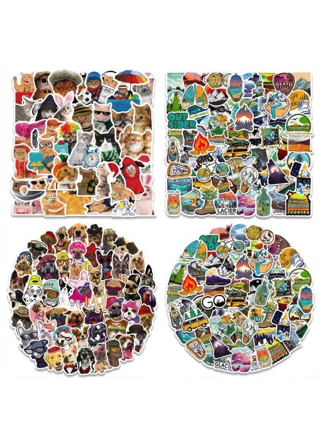 maffick 200 Pcs,4-Pack Premium Vinyl Sticker Bundle in Exquisite Gift Box (Cats, Cool Dogs, Camping, National Parks) - Waterproof Aesthetic Decals for Laptop, Car, Luggage, Helmet & Water Bottle - Image 1