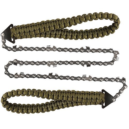 Skyocean Pocket Chainsaw with Paracord Handle 24 Inches 11 Teeth Folding Chain Hand Saw Fast Wood & Tree Cutting Emergency Survival Gear Best for Camping Backpacking Hiking Hunting - Image 1