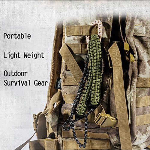 Skyocean Pocket Chainsaw with Paracord Handle 24 Inches 11 Teeth Folding Chain Hand Saw Fast Wood & Tree Cutting Emergency Survival Gear Best for Camping Backpacking Hiking Hunting - Image 4