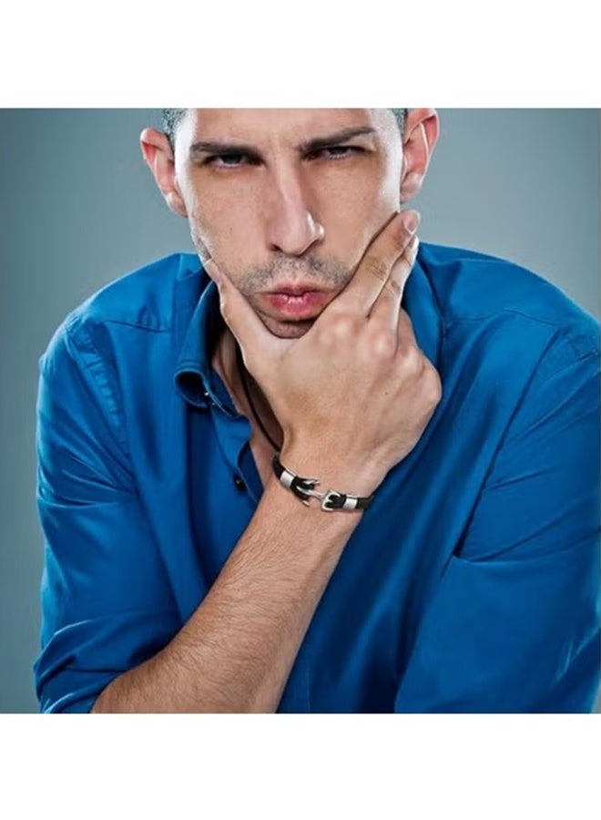 HY Bracelet for Men & Women, Handmade Cowhide Leather Wrap Bracelet, Multilayer Vintage Anchor Cuff Bracelet, Men/Women/Couples/Lovers/Partners - Image 2