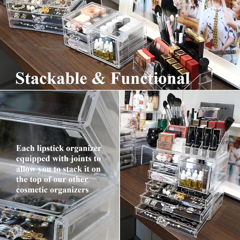 Sea Team 16-Slot Acrylic Plastic Lipstick Organizer, Clear Lipstick Holder, Makeup Storage Box, Cosmetic Display Case for Lippie, Lip Gloss, Eye Liner, Eyebrow Pencil, Nail Polish, Essence, Brush Protective coating - Image 5