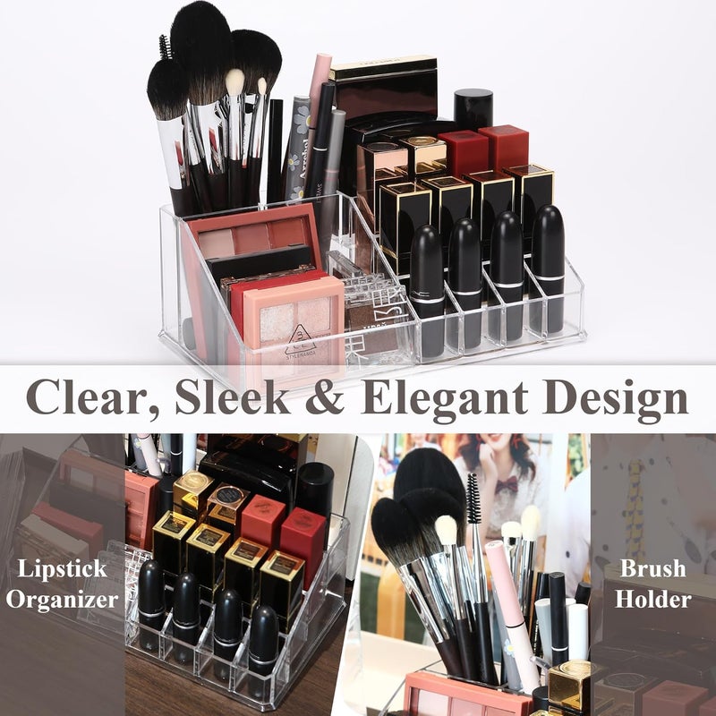 Sea Team 16-Slot Acrylic Plastic Lipstick Organizer, Clear Lipstick Holder, Makeup Storage Box, Cosmetic Display Case for Lippie, Lip Gloss, Eye Liner, Eyebrow Pencil, Nail Polish, Essence, Brush Protective coating - Image 3