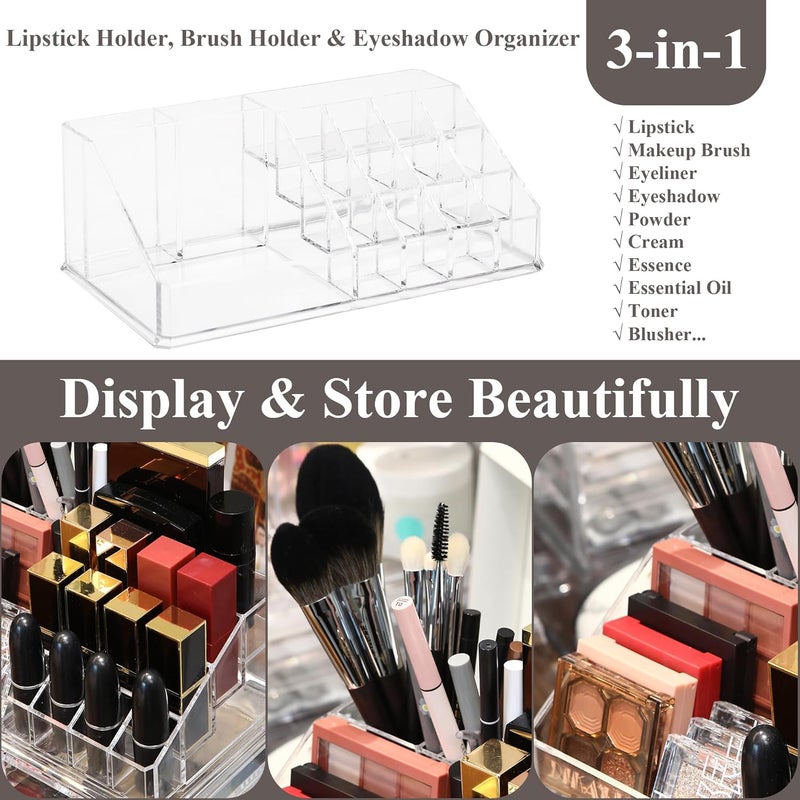 Sea Team 16-Slot Acrylic Plastic Lipstick Organizer, Clear Lipstick Holder, Makeup Storage Box, Cosmetic Display Case for Lippie, Lip Gloss, Eye Liner, Eyebrow Pencil, Nail Polish, Essence, Brush Protective coating - Image 4