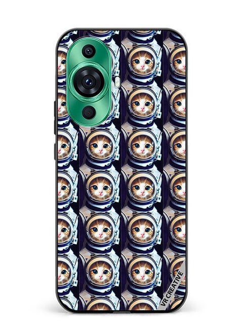 Protective Case Cover For Huawei nova 11 Cat Face Inside Astronauts Helmet Pattern Design Multicolour