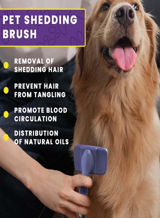 Bozenu Dog & Cat Brush for Shedding with Self-cleaning, Deshedding Dog Brush for Long Short Haired Dogs and Indoor Cats, Slicker Brush for Dogs Removes Loose Fur, Dog Hair Brush for Massaging Grooming Purple - Image 5