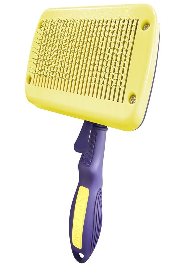 Bozenu Dog & Cat Brush for Shedding with Self-cleaning, Deshedding Dog Brush for Long Short Haired Dogs and Indoor Cats, Slicker Brush for Dogs Removes Loose Fur, Dog Hair Brush for Massaging Grooming Purple - Image 1