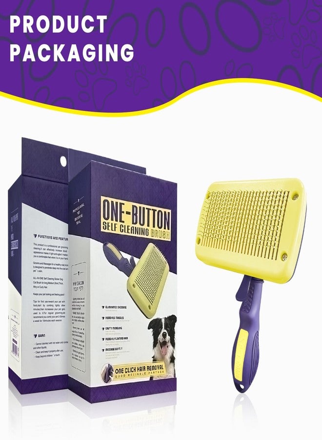 Bozenu Dog & Cat Brush for Shedding with Self-cleaning, Deshedding Dog Brush for Long Short Haired Dogs and Indoor Cats, Slicker Brush for Dogs Removes Loose Fur, Dog Hair Brush for Massaging Grooming Purple - Image 4