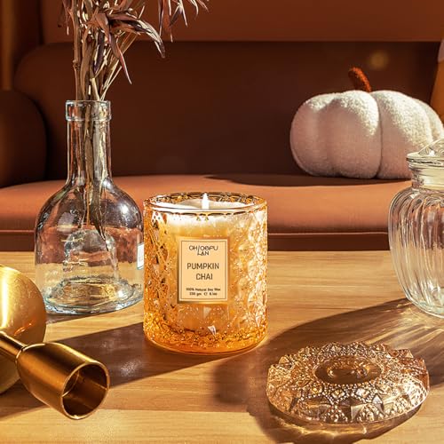 Chloefu LAN Pumpkin Chai Candles Halloween Candle Gift, Farmhouse Candles for Home, Luxury Scented Soy Jar Fall Candle with up to 55 Hour Long Lasting, Home Decor, Barn Fall Decor Pottery, 8.1oz - Image 5