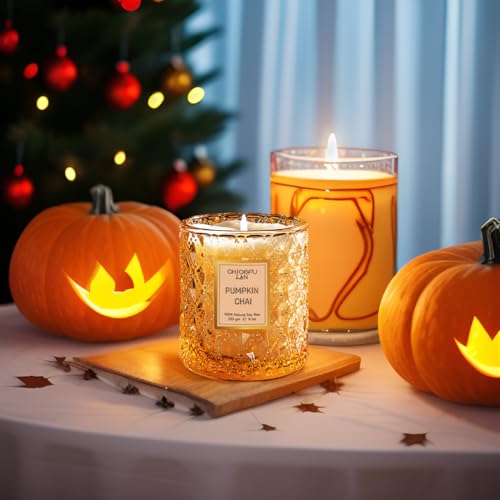 Chloefu LAN Pumpkin Chai Candles Halloween Candle Gift, Farmhouse Candles for Home, Luxury Scented Soy Jar Fall Candle with up to 55 Hour Long Lasting, Home Decor, Barn Fall Decor Pottery, 8.1oz - Image 3