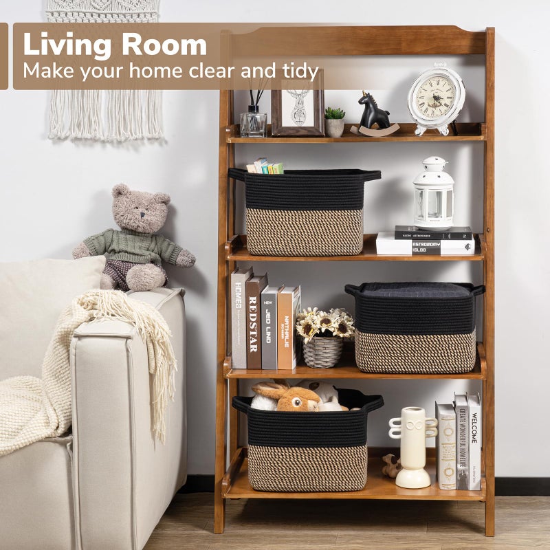 Goodpick Cube Storage Bins - Towel, Book, Cloth, Shoes, Closet Shelf Woven Baskets for Office, Baby Laundry, Toys, 13''x10''x9'' - Image 2