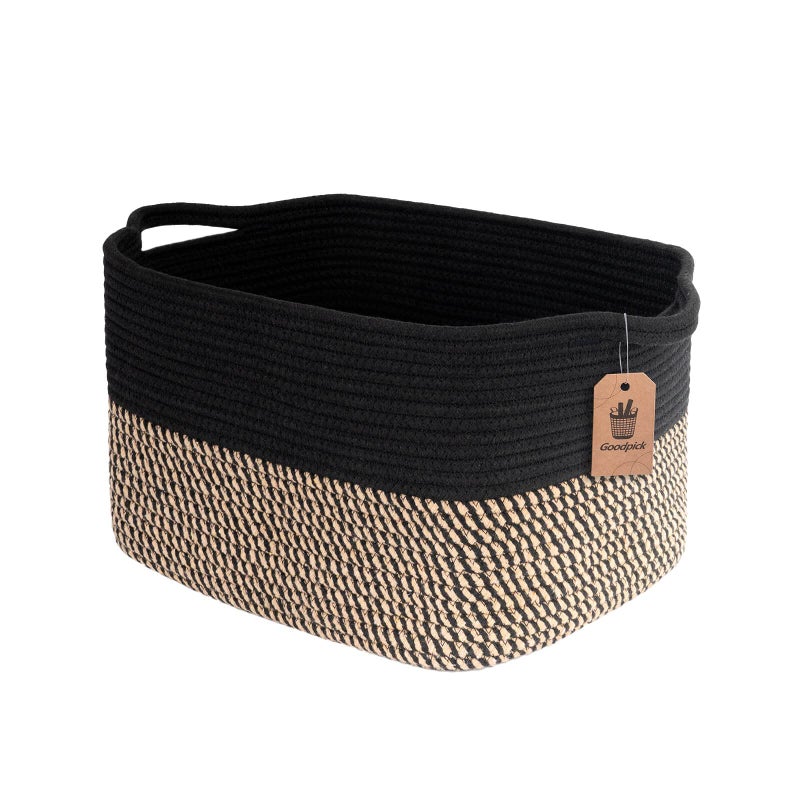 Goodpick Cube Storage Bins - Towel, Book, Cloth, Shoes, Closet Shelf Woven Baskets for Office, Baby Laundry, Toys, 13''x10''x9'' - Image 1