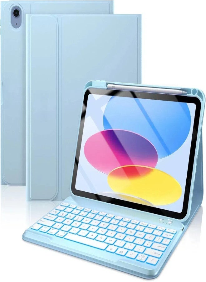 Tablet protective case 7-color backlit detachable keyboard with pen holder suitable for iPad 11th generation (A16) 11 inch 2025, 10th generation 10.9 inch 2022 7-color backlit keyboard cover, detachable wireless keyboard with pen holder, ultra-thin keyboard cover - Image 3