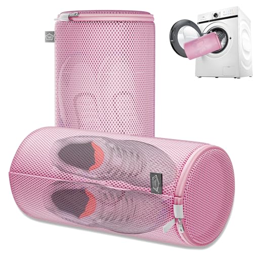 Kimmama Shoe Washing Machine Bag Shoe Bag for Washing Machine Mesh Laundry Bags for Sneakers Footwear Trainers Slippers Pink Sandwish Net 8x15 - Image 1