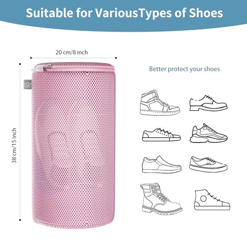 Kimmama Shoe Washing Machine Bag Shoe Bag for Washing Machine Mesh Laundry Bags for Sneakers Footwear Trainers Slippers Pink Sandwish Net 8x15 - Image 3