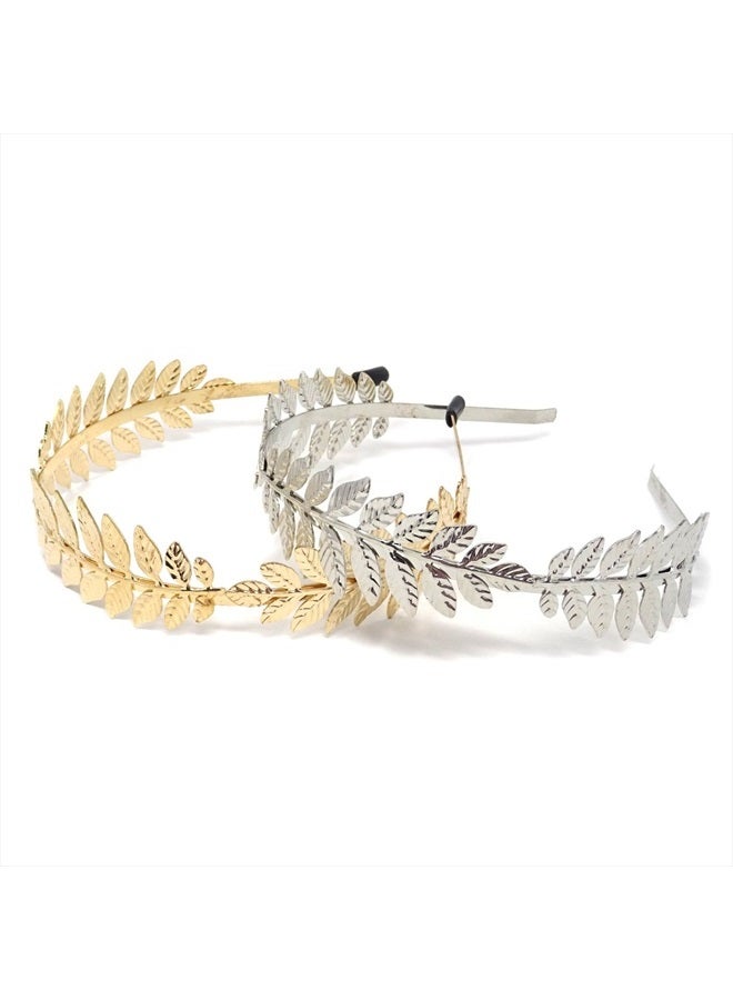 Honbay 2PCS Bridal Hair Crown Roman Goddess Leaf Branch Dainty Head Dress Headband - Image 1