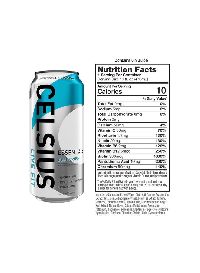 CELSIUS مشروب الطاقة الفوار الأزرق الأساسي™، خالي من السكر، 16 أونصة سائلة (عبوة من 12) - Image 3