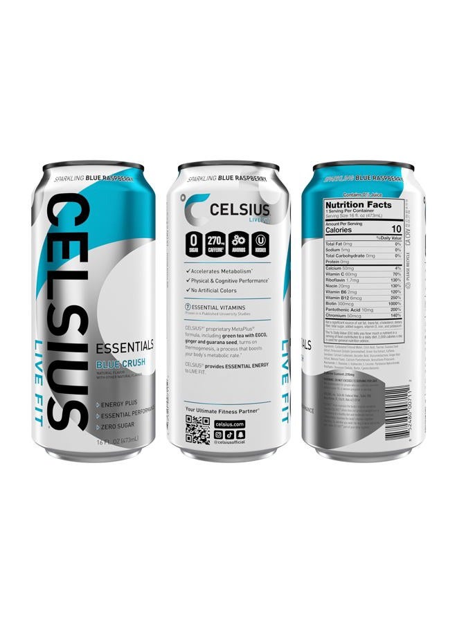 CELSIUS مشروب الطاقة الفوار الأزرق الأساسي™، خالي من السكر، 16 أونصة سائلة (عبوة من 12) - Image 2