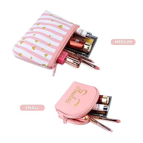 NFI essentials 3 Pcs. Cosmetic Pouch Makeup Pouch Semi-Circle Vanity Bag Travel Organizer Toiletry Pouch for Women Zippered Pouch Set, Large, Medium, Small (Pink) - Image 2