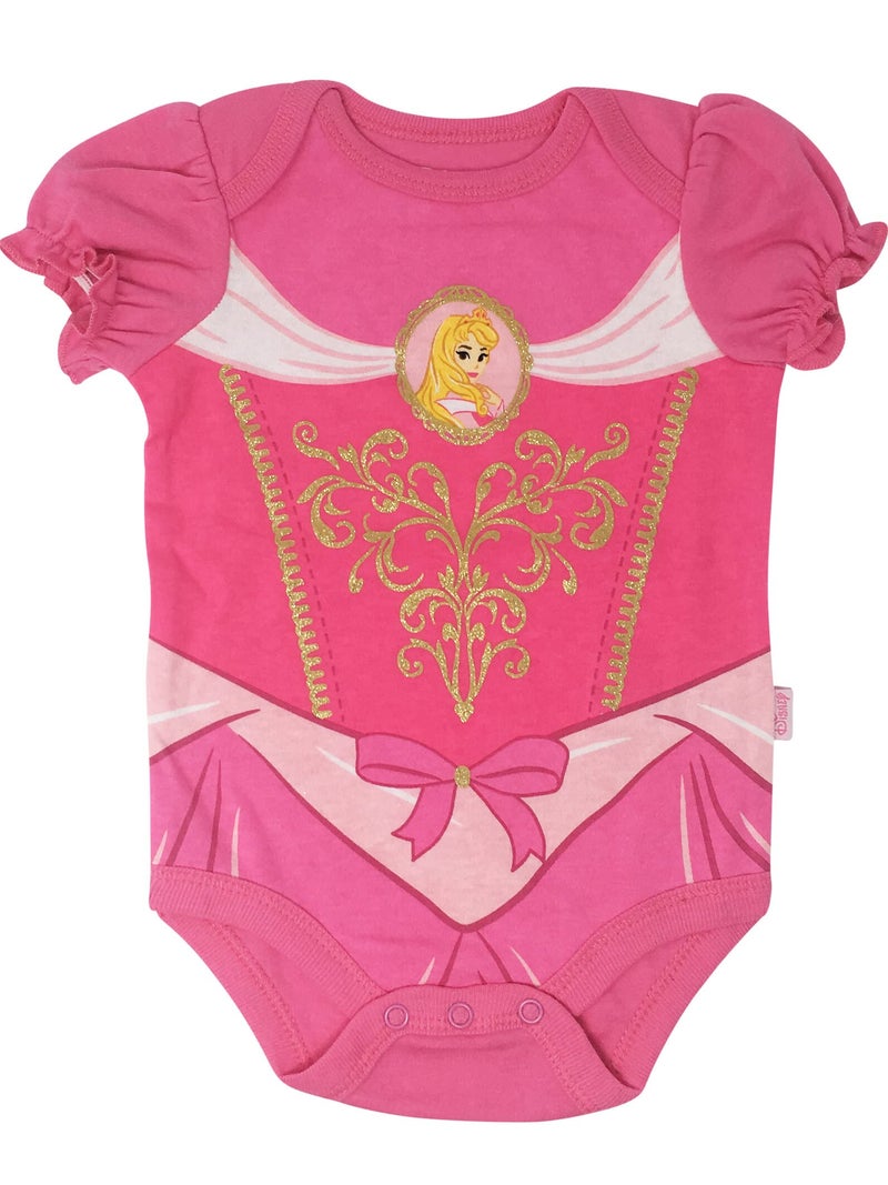 Disney Princess Snow White Belle Aurora Newborn Baby Girls 5 Pack Bodysuits Aurora, Snow White, Ariel, Cinderella, Belle 6-9 Months - Image 4