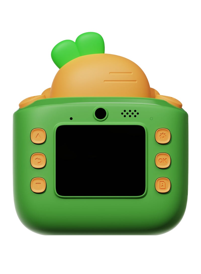 GULFLINK K64 Cute Cartoon Design HD 48 Million Pixels Video Recording 1080P Instant Print Camera Kids Toy for Children - Green - Image 1