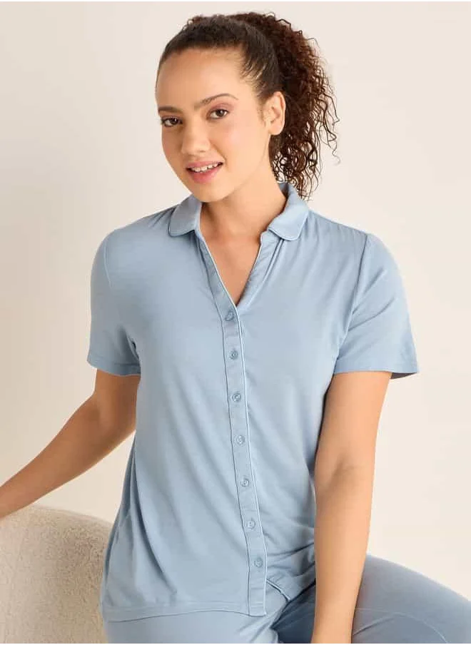 فاف Collared Shirt and Elasticated Pyjama Set