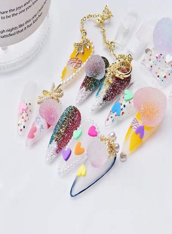 SUKPSY 50 Pcs Random Mixed Gradient Color 3D Soft Candy Resin Heart Stars Nail Art Decorations Charms Nail Glitter Stickers Decals for DIY Nail Art Design Hair Clip Craft Making Supplies (pattern 1) - Image 4