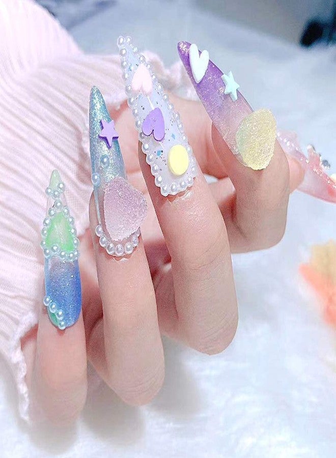 SUKPSY 50 Pcs Random Mixed Gradient Color 3D Soft Candy Resin Heart Stars Nail Art Decorations Charms Nail Glitter Stickers Decals for DIY Nail Art Design Hair Clip Craft Making Supplies (pattern 1) - Image 2