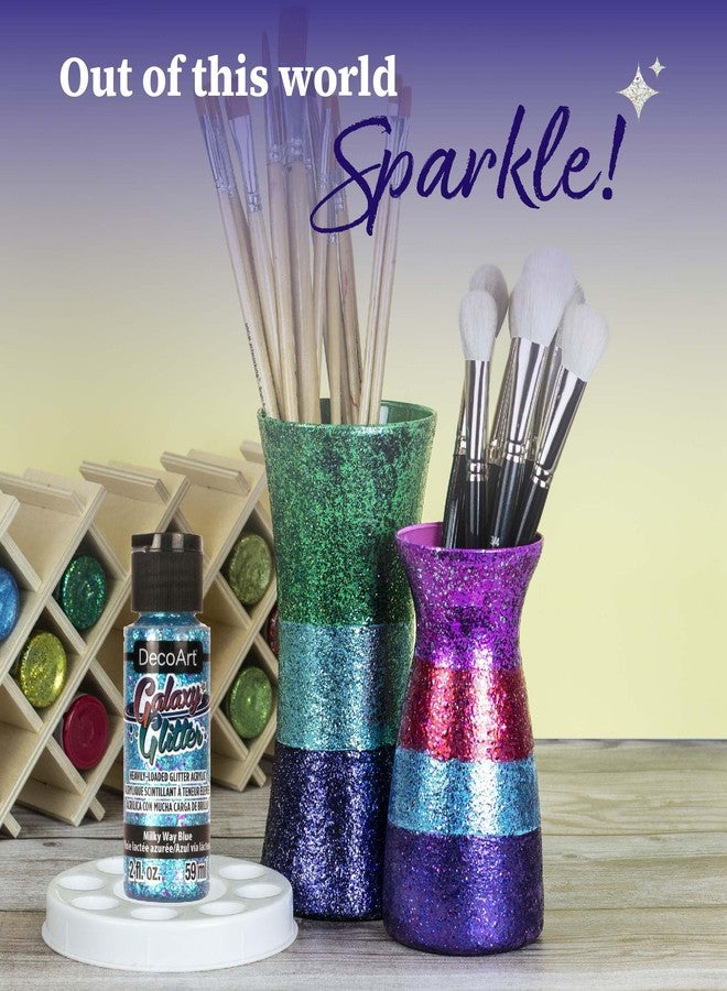 DecoArt Galaxy Glitter Paint 9 Color Glitter Rainbow Paint Set, Brush-on Glitter Acrylic Paint, 2 FL oz (Pack of 9) - Image 3