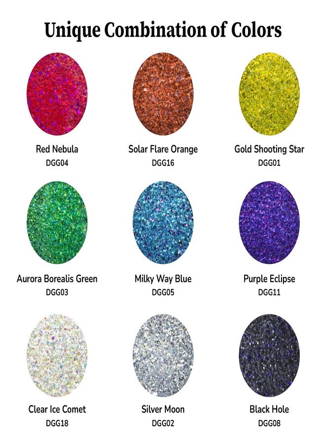 DecoArt Galaxy Glitter Paint 9 Color Glitter Rainbow Paint Set, Brush-on Glitter Acrylic Paint, 2 FL oz (Pack of 9) - Image 2
