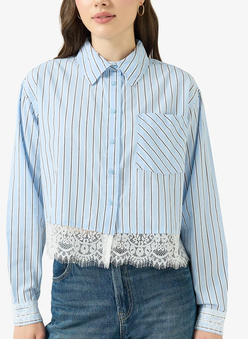 اونلي قميص بأكمام طويلة مخطط