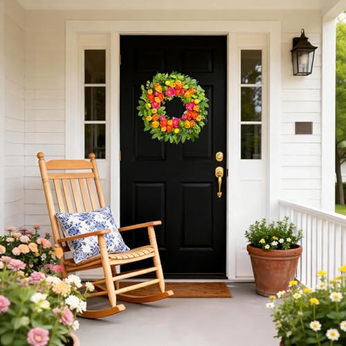Vsonker 26" Spring Wreaths for Front Door, Large Artificial Lemon Wreath with Yellow and Green Lemons for Indoor Outdoor Wall Window, Outside Summer Floral Wreath Decor for Home Porch - Image 2