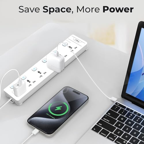 EMBOX Extension Board with Switches 2500W, 6 Universal Sockets, Individual Switch, Safety Shutter, 6 amp Spike Guard, LED Indicator, 2 Meter Extension Cord - Image 3