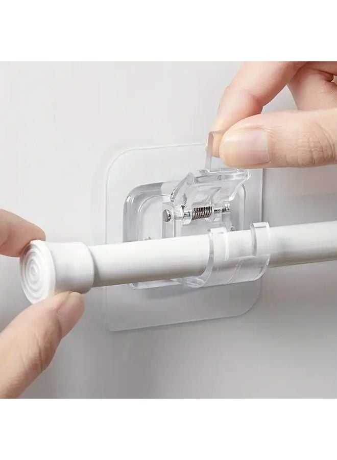 قطعتان من حامل قضيب الستائر الأبيض بدون حفر، شماعات حائطية قابلة للتعديل ثقيلة الوزن، مثبتة باللصق - Image 2