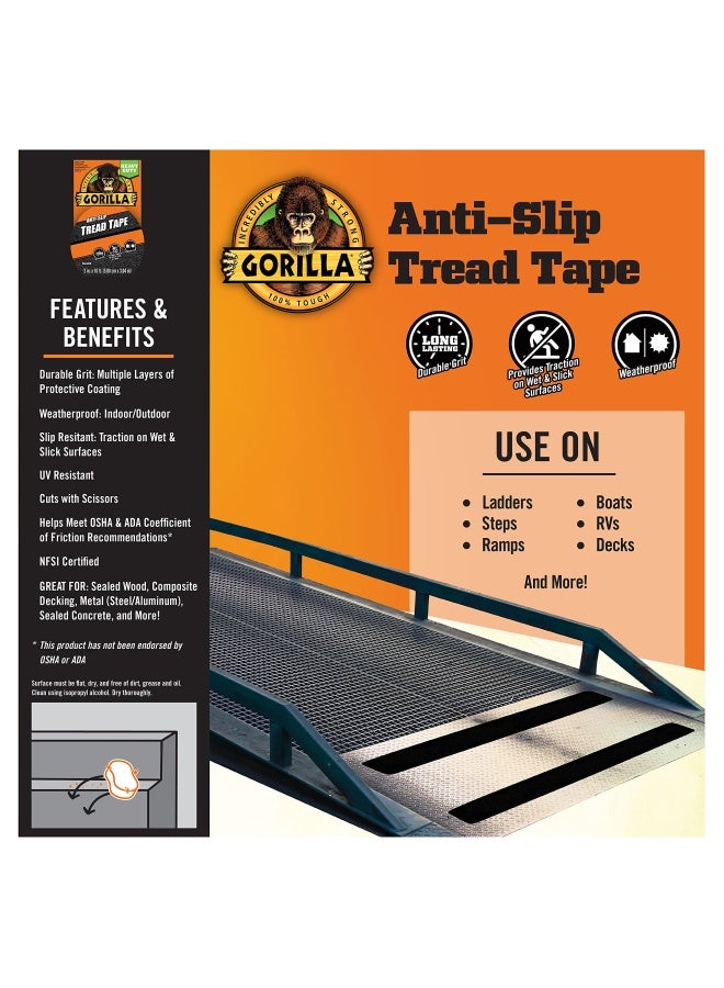 Gorilla Anti-Slip Tread Tape, 2" X 10" Roll, Black (Pack Of 1) - Image 3