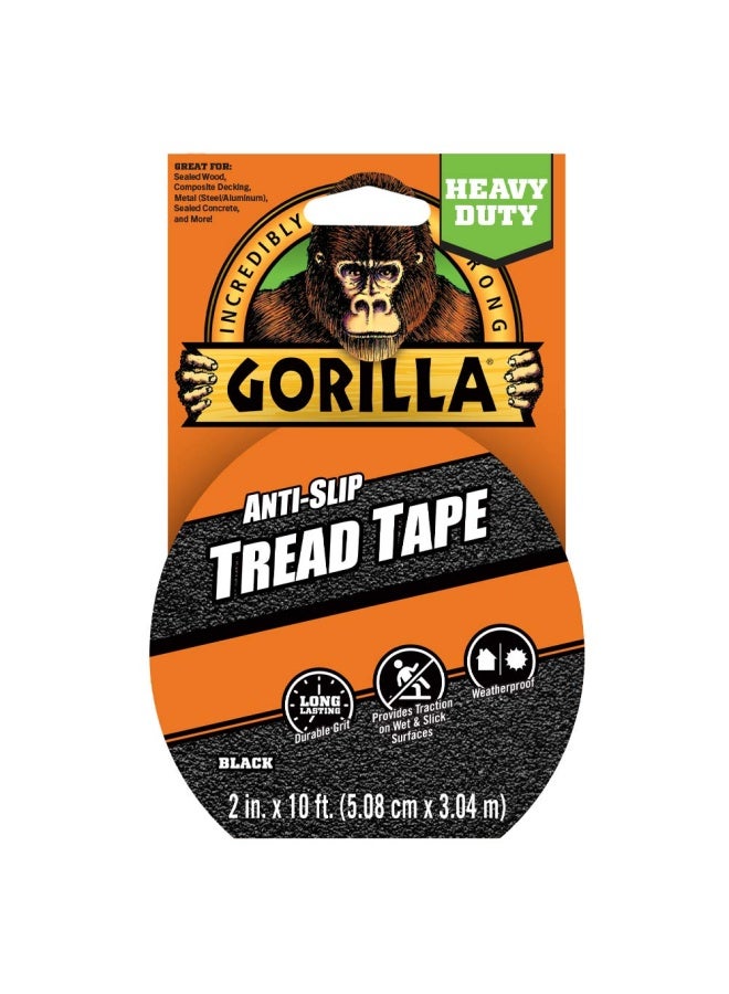 Gorilla Anti-Slip Tread Tape, 2" X 10" Roll, Black (Pack Of 1) - Image 1