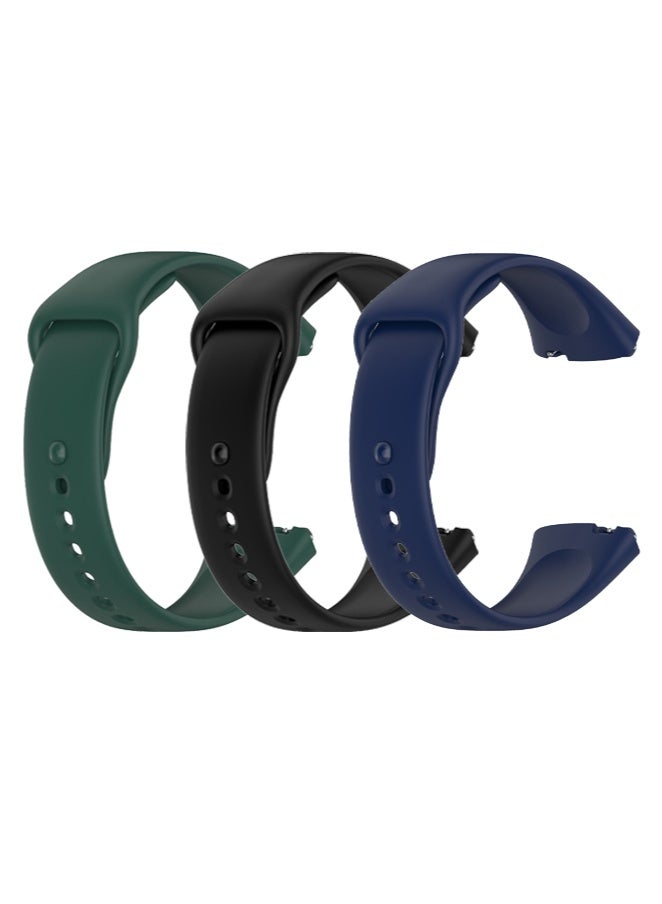 HablTech 3 Pcs Silicone Straps Compatible with Redmi Watch 3 Active/Redmi Watch 3 Lite Smartwatch Soft Watch Band(Black+Green+Blue)  - Image 1