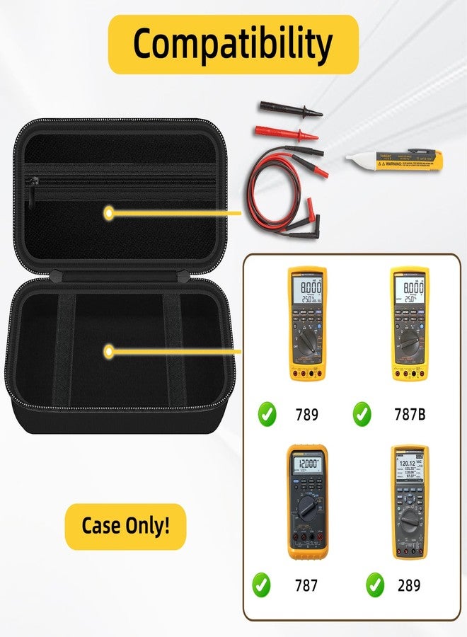 HESPLUS Carrying Case for Fluke 789/ 787B/ 787/287/ 289/1587 FC/ 87-V/ 87V Max/ 88V/ 15B+/ 17B+/ 1507/3000 FC Multimeter Testers and Accessories, Multimeter Storage Bag Organizer Box (Case Only) - Image 2