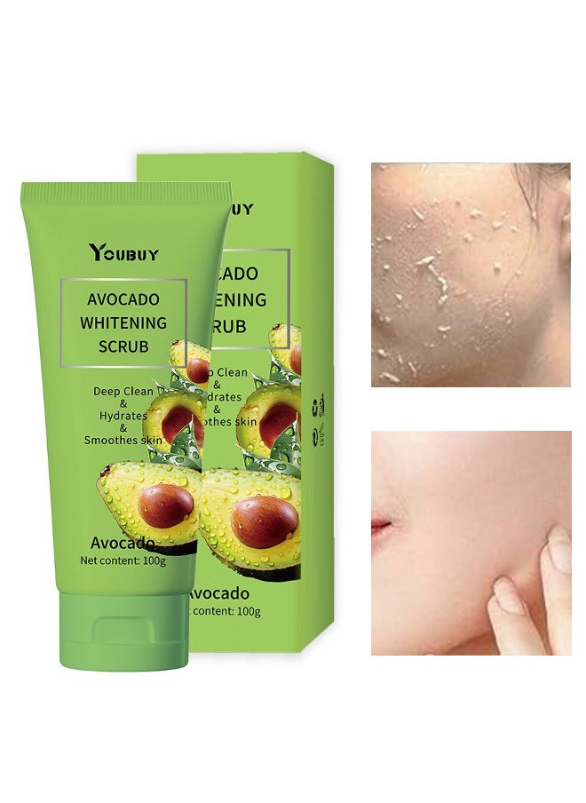 YOUBUY Avocado Whitening Scrub - Gentle Exfoliating Facial Scrub,Deep Clean Dead Skin Removal Facial Exfoliator 100g  - Image 1