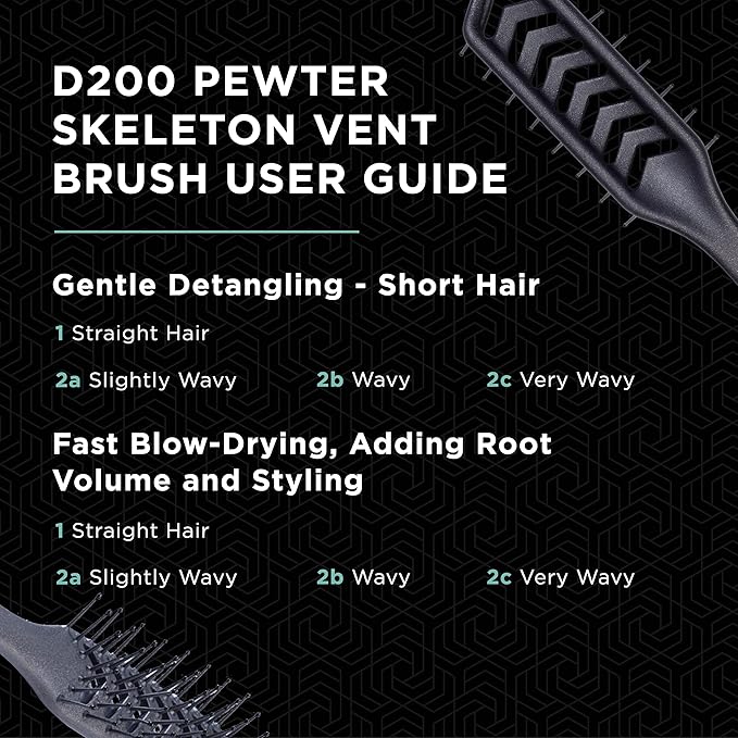 DENMAN Jack Dean by Denman D200 Flexible Vent Brush for Blow Drying Styling Hair Brush for Wet Dry Curly Thick Straight Hair For Women and Men Black