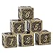 DNDND 6 Sided Dice Set 6 Pieces Ancient Brass D6 Metallic Dice with Free Black Velvet Bag for DD DND Pathfinder Shadowrun or GURPs - Image 2